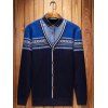 Motif tribal shirt col Pull Faux Twinset Top - Bleu XL