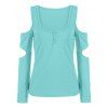 Cold Shoulder T-shirt col U - Bleu Tiffany M