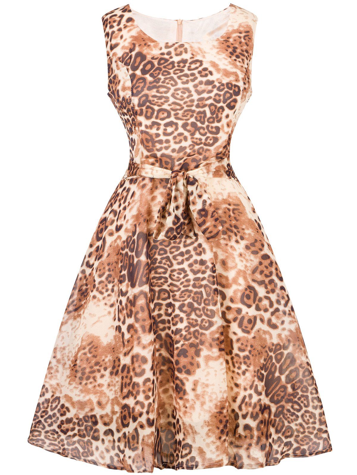 [41% OFF] 2021 Vintage Tie-Waist Leopard Print Dress In LEOPARD | DressLily