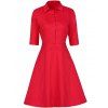 Vintage Button Design High Waist Dress - RED 2XL