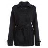 Manteau ceinturé à double boutonnage - Noir 2XL