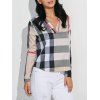High-Low Checked Slimming Blouse - BLACK XL