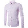 Plus Taille Slimming Col Rabattu Manches Longues - Rose M