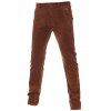Zipper Fly Fleece Doublure Pantalon en velours côtelé uni - Brun 32
