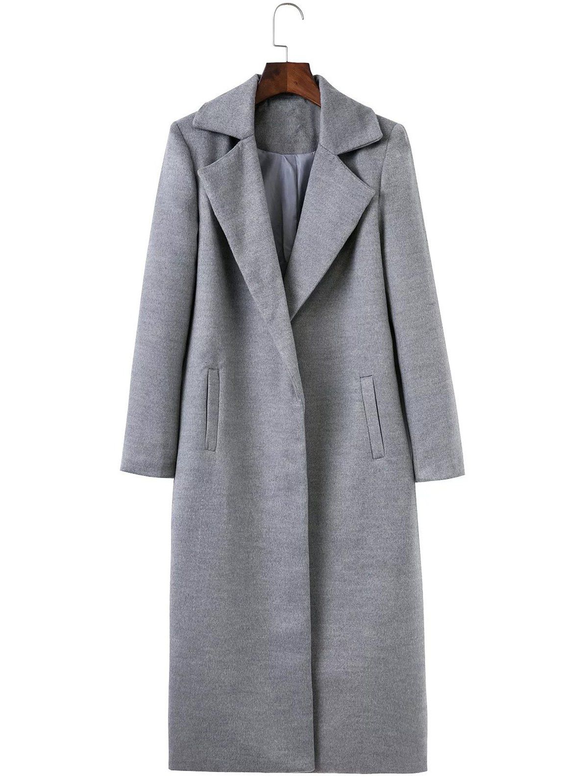

Fitted Twin Pockets Wool Coat, Gray
