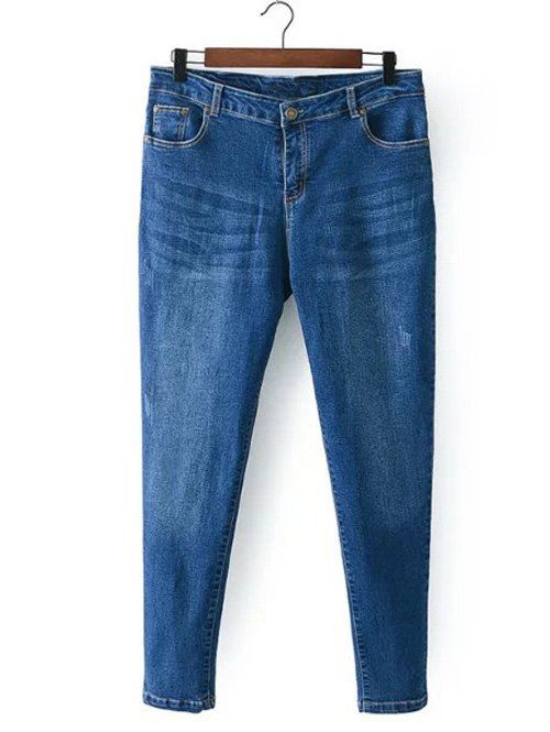 Pantalon Jeans décolorant a fermeture - Bleu Toile de Jean XL
