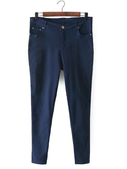 Pantalon jeans a fermeture éclaire avec poches - Bleu L