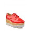 Platform Tie Up Fringe Wedge Shoes - RED 37