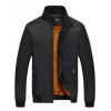 Zipper-Up Pocket Stand Collar Jacket Thermique - Noir 5XL