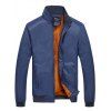 Zipper-Up Pocket Stand Collar Jacket Thermique - Bleu profond 4XL