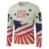 Crew Neck USA Flag Étoile Imprimé long Sleeve Sweatshirt - multicolore 3XL