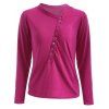 Design Bouton T-shirt Drapé Minceur - Rose Rouge XL