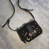 Forme Carré Splicing Métal Coin Sac bandoulière - Noir 
