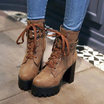 brown heeled lace up boots