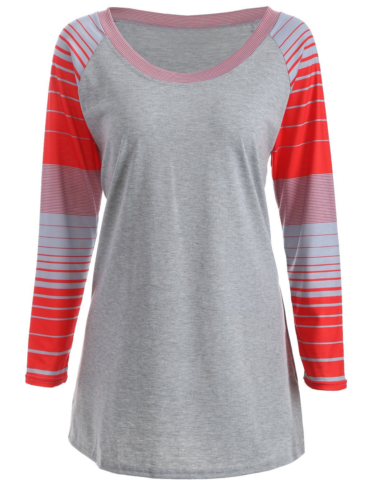 

Stripe Raglan Sleeve T-Shirt, Gray