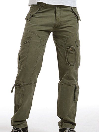 Poches Zipper Fly embellies Pants Splicing Conception Cargo - Herbe Verte 32