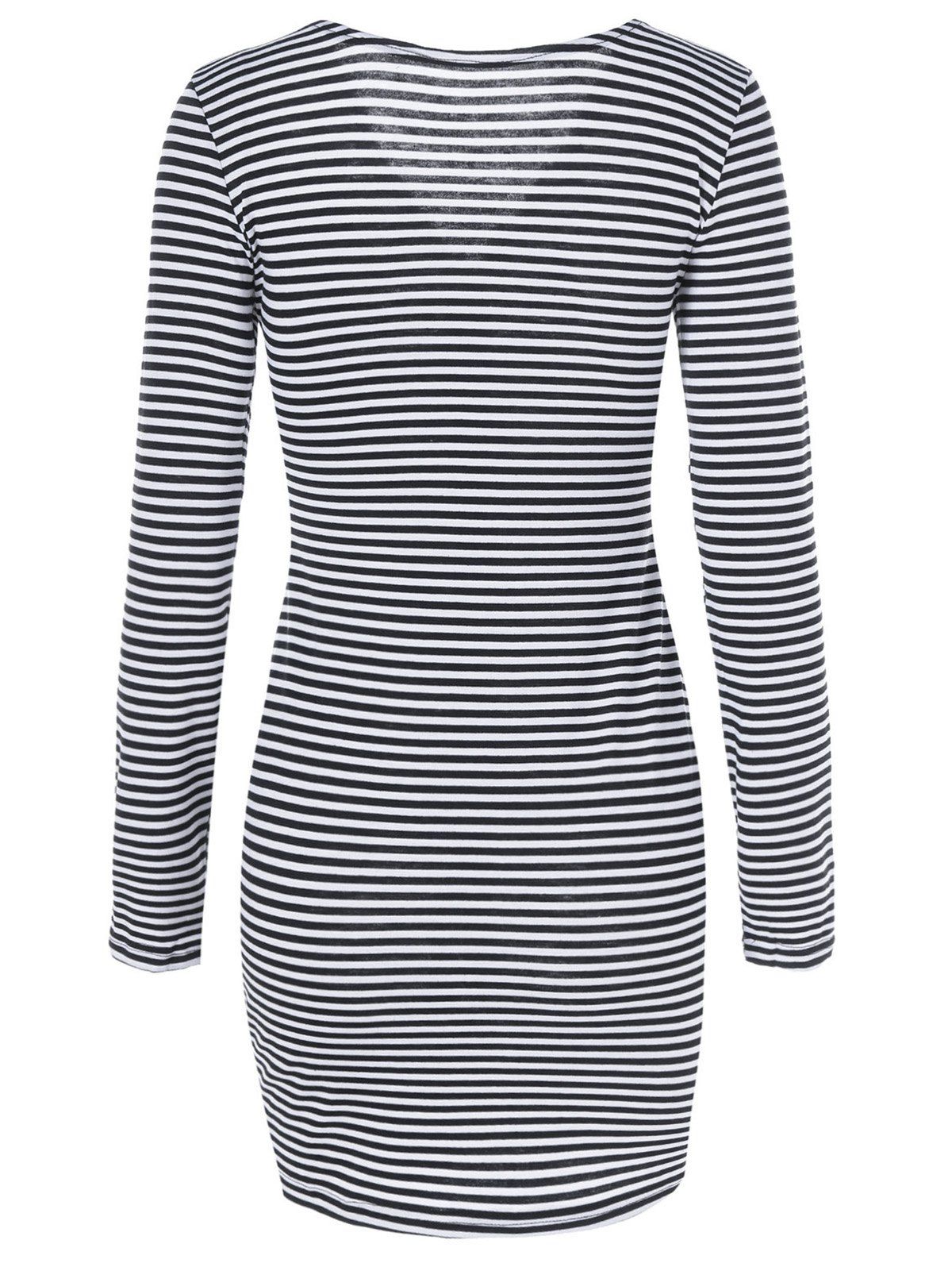 

Back Zipper Striped Bodycon Dress, Stripe