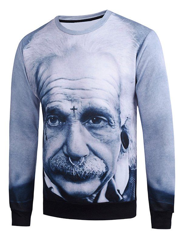 

Long Sleeve Einstein Figure 3D Printed Sweatshirt, Gray