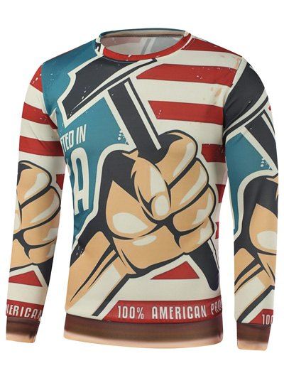 

Fist Hammer Letter Stripe Printed Long Sleeve Sweatshirt, Red