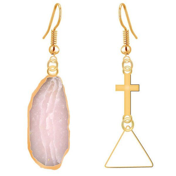 

Stone Cross Dissymmetry Drop Earrings, Colormix