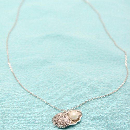Collier de perles Pendentif Conch Faux - Argent 