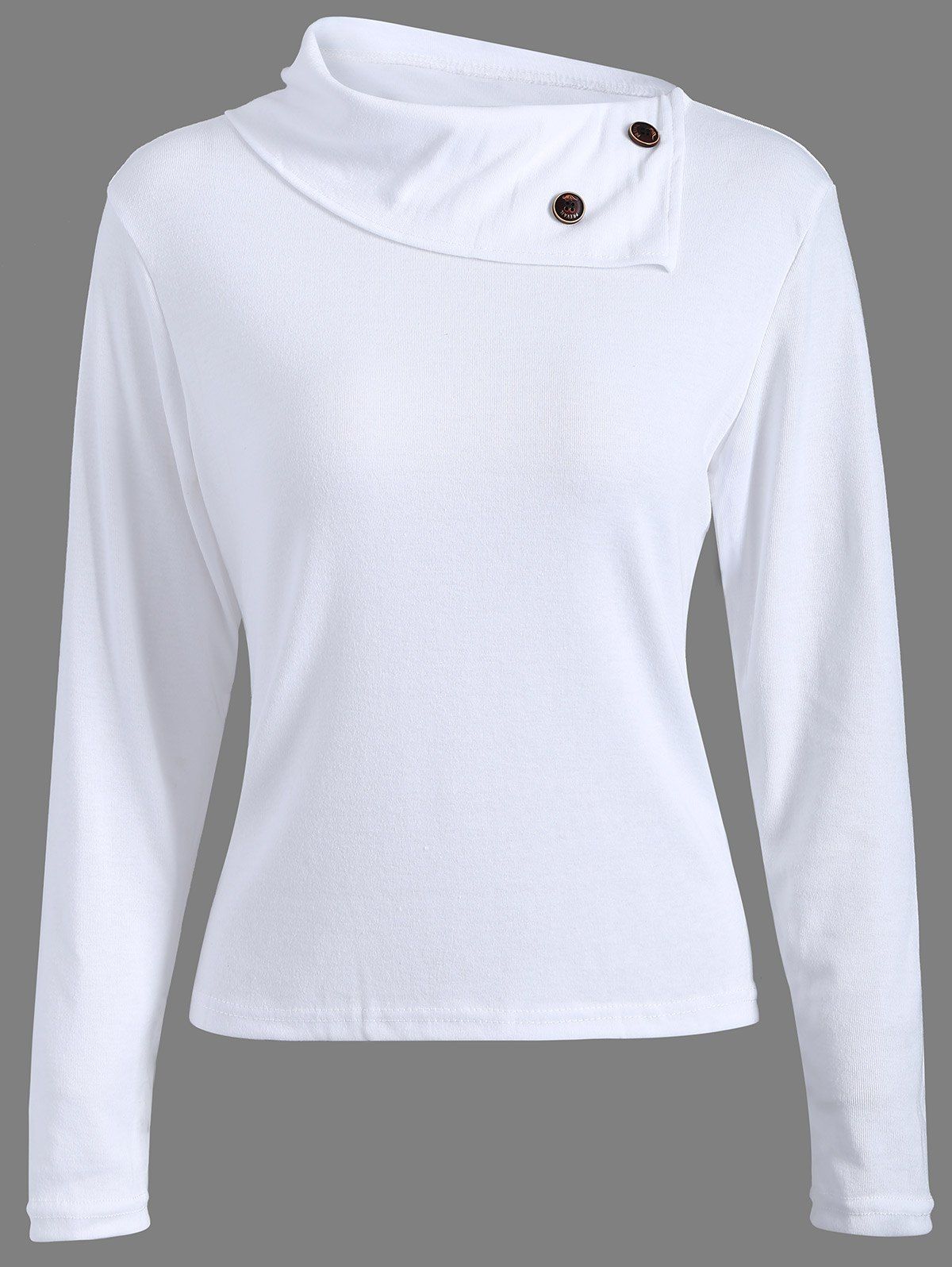 

Ribbed Button Embellished T-Shirt, White
