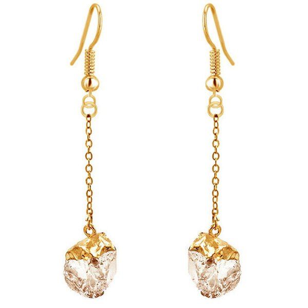 

Gold Plated Faux Gem Drop Earrings, Golden