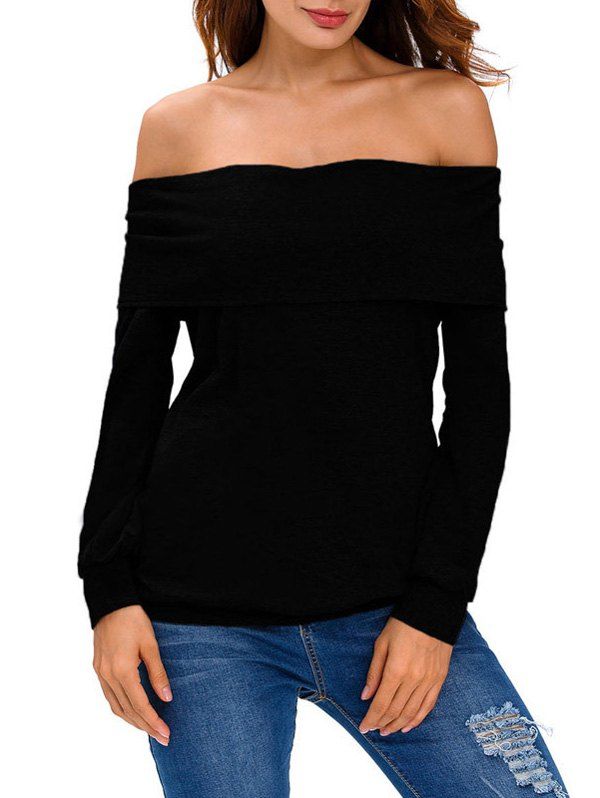 

Off-The-Shoulder T-Shirt, Black