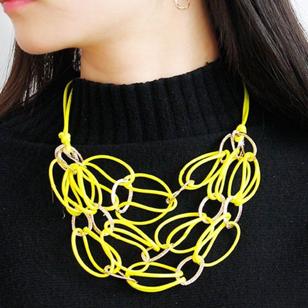 

Interlace PU Leather Woven Necklace Set, Yellow