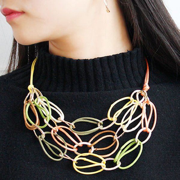 

Interlace PU Leather Woven Necklace Set, Light beige