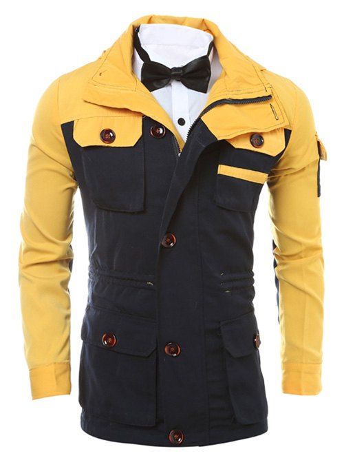 Jackets à capuche Multi-poches avec bloc de couleur - Cadetblue L