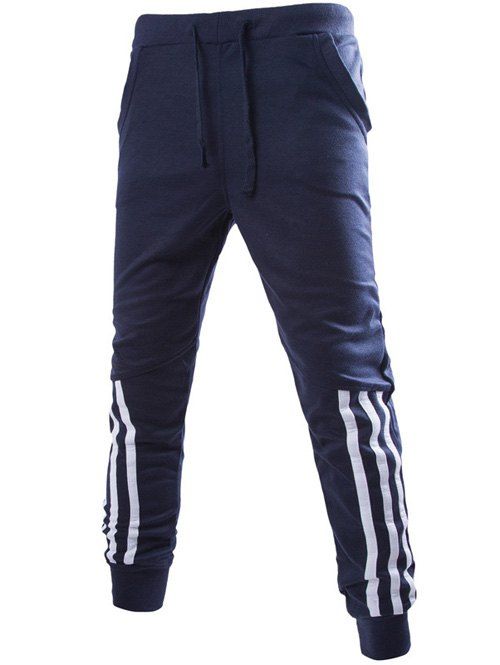 

Stripe Spliced Beam Feet Jogger Pants, Cadetblue