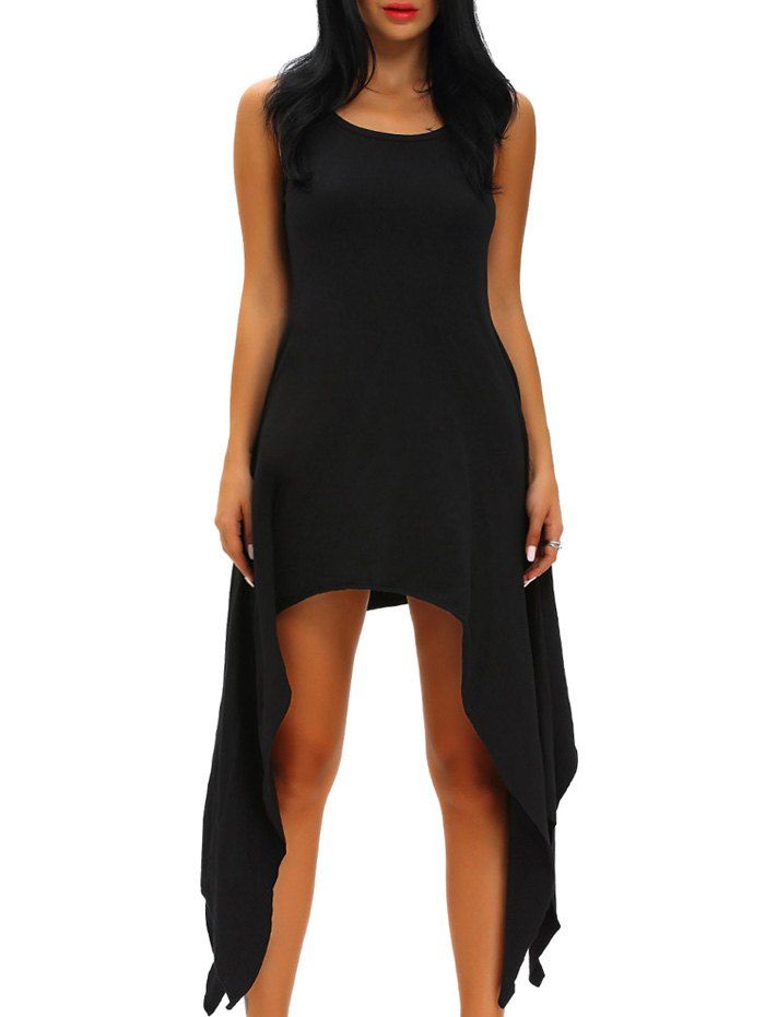 

Asymmetric Tank Dress, Black