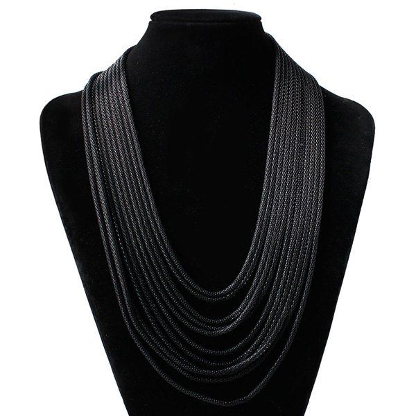 

Alloy Layered Chain Necklace, Gun metal