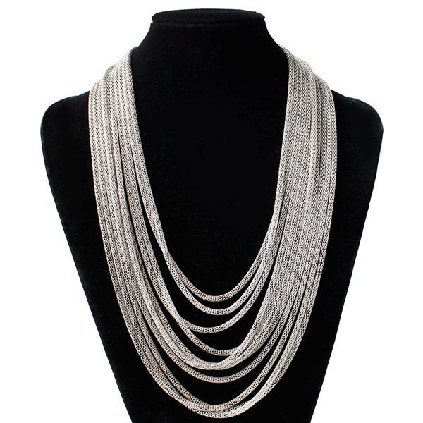 

Alloy Layered Chain Necklace, Silver