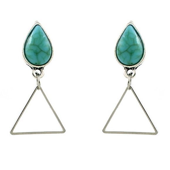Waterdrop Triangle Turquoise Boucles d'oreilles - RAL6016 Turquoise Vert 