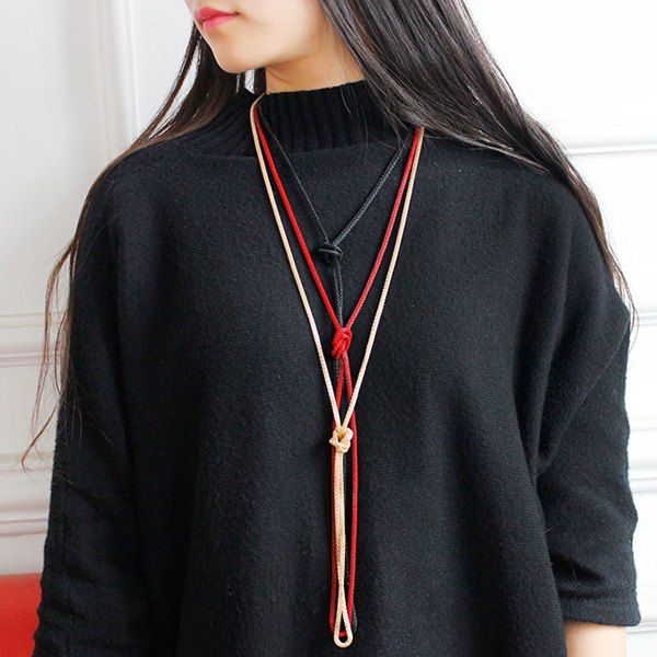 

Knotted Ultra Long Necklace, Red