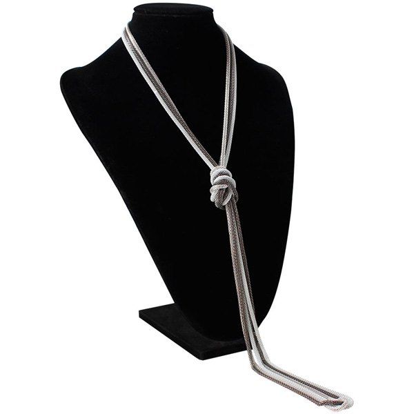

Knotted Ultra Long Necklace, Signal grey