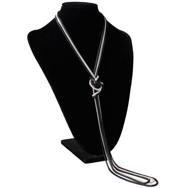 

Knotted Ultra Long Necklace, Jet black