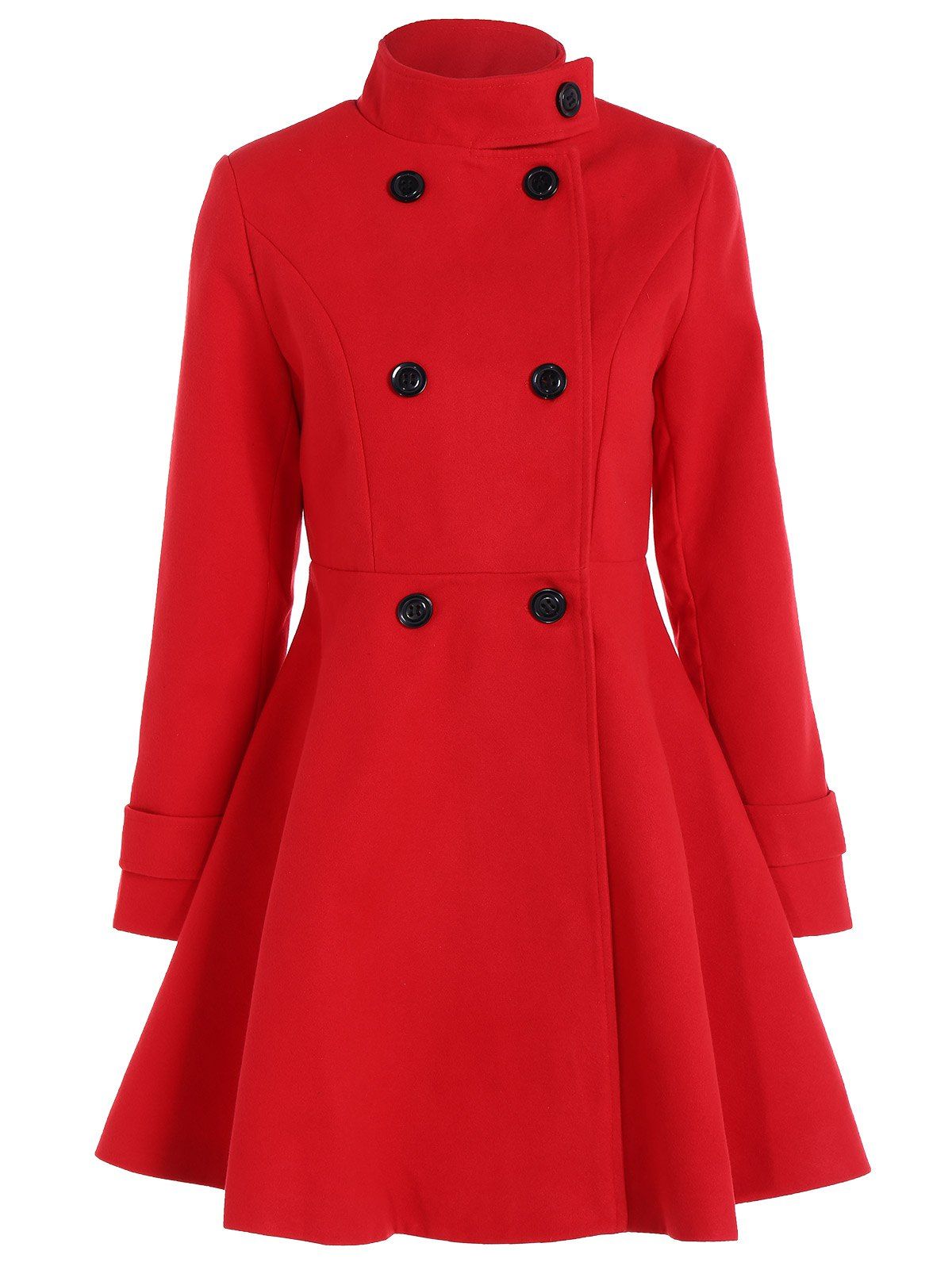[17% OFF] 2021 Double Breasted Skirted Coat In RED | DressLily