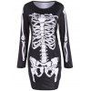 Mini-robe à manches longues Halloween Squelette - Noir L