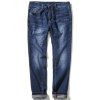 jeans à jambe droit Whisker grande Taille à Zip - Bleu 34