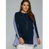 conception de patch rayé pour l'automne long manchon chemise - Bleu Violet XL