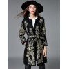 Slim Gold Thread Embroidered Long Belted Wool Coat - BLACK 2XL