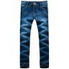 Slim-Fit Zipper Fly Applique Pocket Jeans - Bleu 28