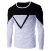 T-shirt manches longues, bloc de couleurs et applique triangulaire - Noir M