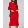 Robe dos à fente Modéle à poche en tricot - Rouge ONE SIZE