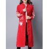 Long Manteau brodé en velours cotelé - Rouge 2XL