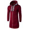 Manteau long à capuche zippé de grande taille - Rouge vineux 2XL