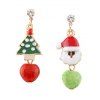 Boucles D'oreilles Asymétrique Strass en Forme D'Arbre de Noël et Père Noël - multicolore 